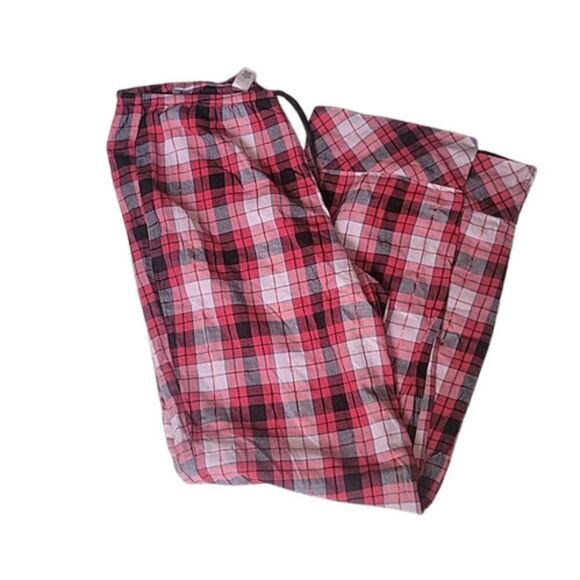 Victoria's Secret Pajama Pants S Red Plaid PJ Bottoms Tinsel - Picture 1 of 7